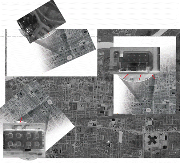 Ortho-rectified, geo-TIFF mosaic thermal image of a small city
