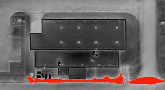 IR thermograph showing a leaking steam line